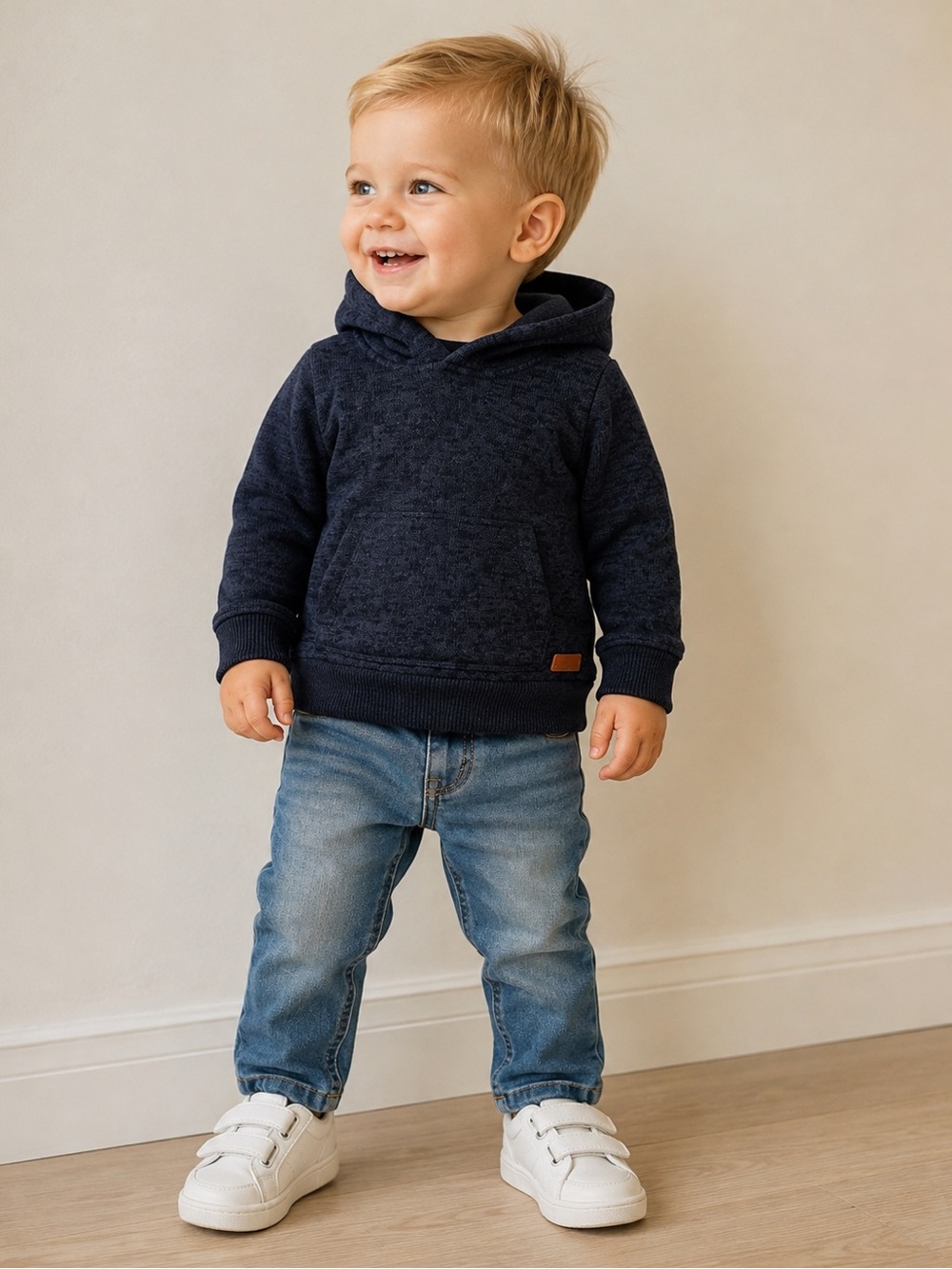 7 For All Mankind Baby Boy 12M Denim Jeans & Hooded Sweater Set